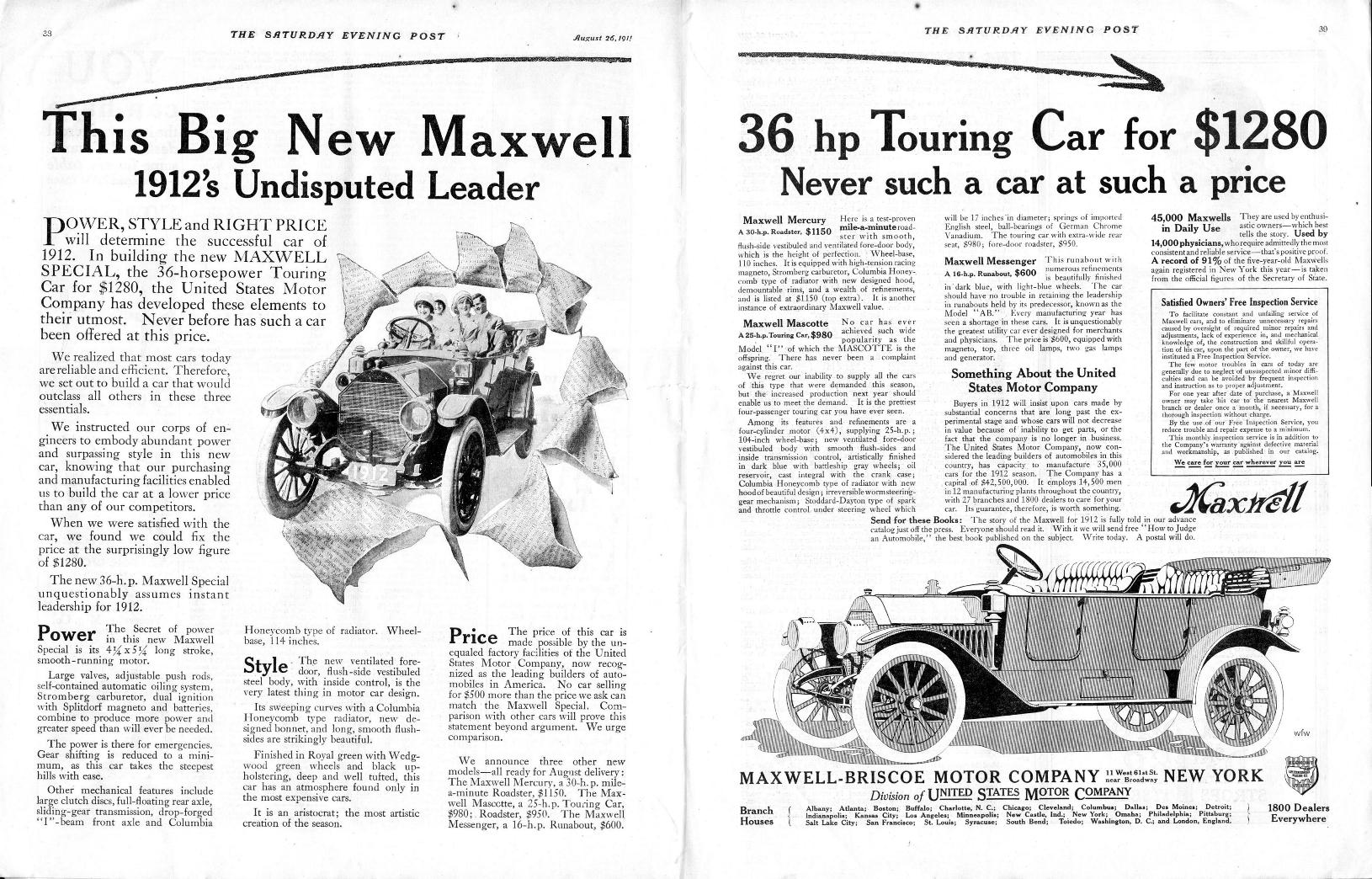 1912 Maxwell Auto Advertising
